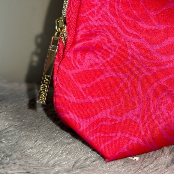 Lancome Paris Small Cosmetic Bag Hot Pink Floral Design Zip Fairycore Romantic - Picture 4 of 7